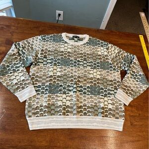 Bellagioseta 100% cotton made in Italy cream brown green sweater size Large